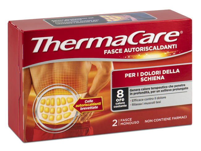 FASCIA AUTORISCALDANTE A CALORE TERAPEUTICO THERMACARE SCHIENA 2 PEZZI - farmagiri
