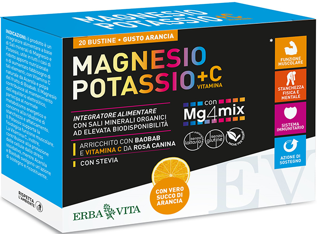 MAGNESIO POTASSIO +C VITAMINA GUSTO ARANCIA 20 BUSTINE DA 3,8 G - farmagiri