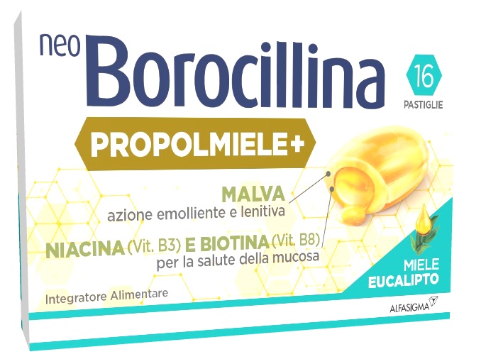 NEOBOROCILLINA PROPOLMIELE+ MIELE/EUCALIPTO 16 PASTIGLIE - farmagiri