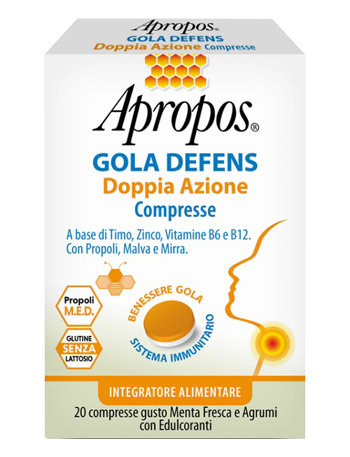 APROPOS GOLA DEFENS DOPPIA AZIONE 20 COMPRESSE - farmagiri
