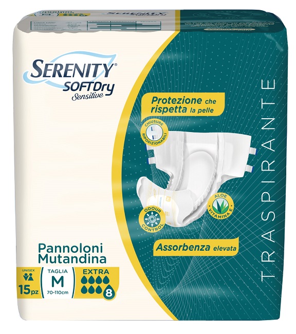PANNOLONE MUTANDINA SERENITY SD SENSITIVE EXTRA M 15 PEZZI - farmagiri