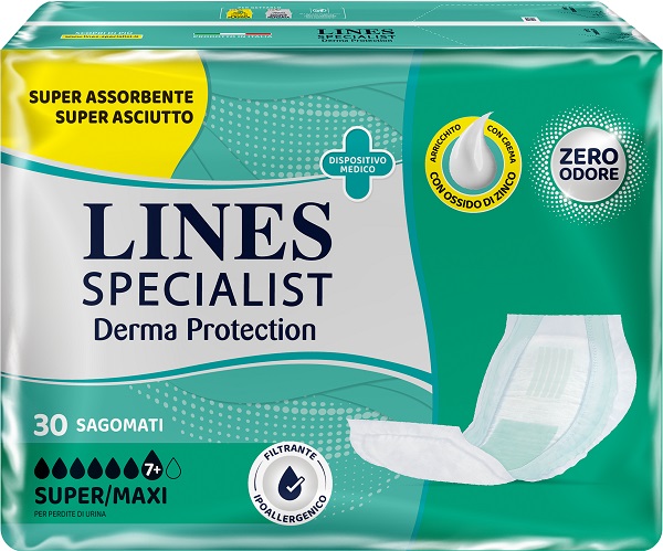 PANNOLONE PER INCONTINENZA LINES SPECIALIST DERMA SAGOMATO SUPER+ 30 PEZZI - farmagiri