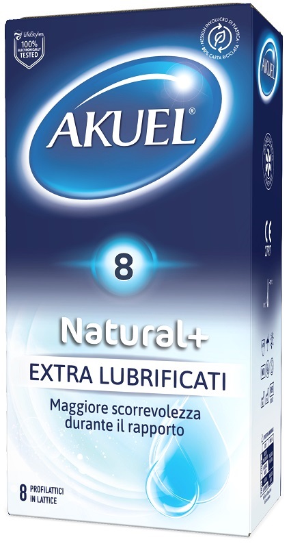 PROFILATTICO AKUEL NATURAL+ EXTRALUBRIFICATO 8 PEZZI - farmagiri