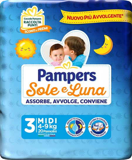 PAMPERS SOLE LUNA MIDIDI 20 PEZZI - farmagiri