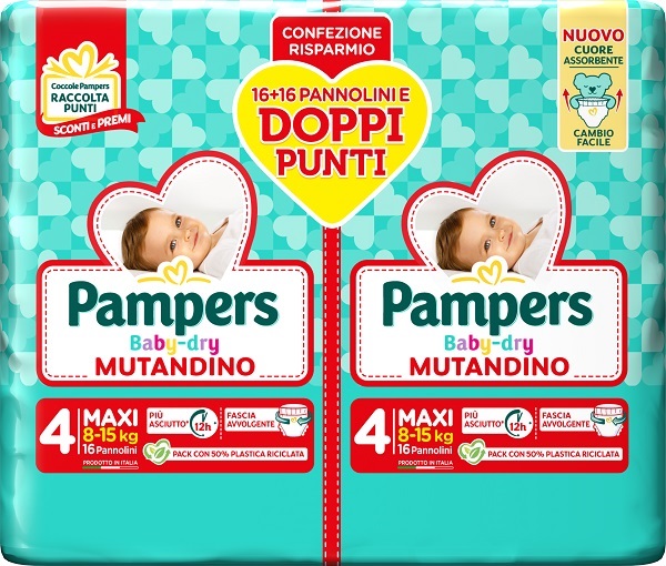 PAMPERS BABY DRY PANNOLINO MUTANDINA MAXI DUO DOWNCOUNT 32 PEZZI - farmagiri