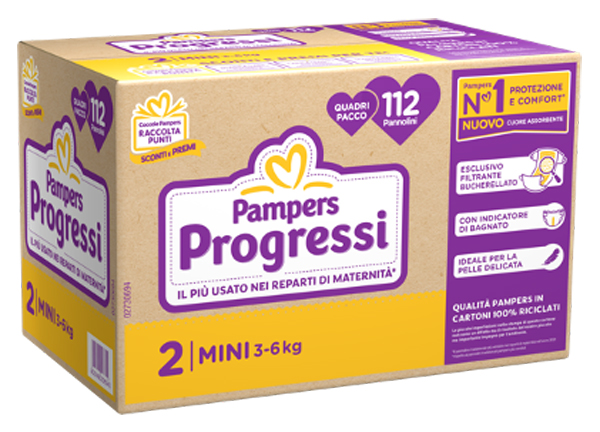 PAMPERS QUADRI PROGRESSI MINI 112 PEZZI - farmagiri