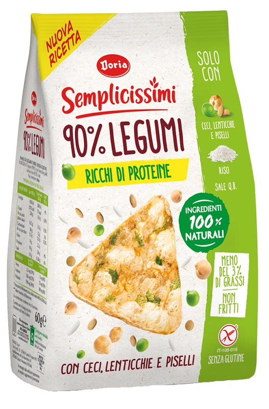 DORIA SEMPLICISSIMI SNACK 90% LEGUMI CECI-LENTICCHIE-PISELLI 60 G - farmagiri